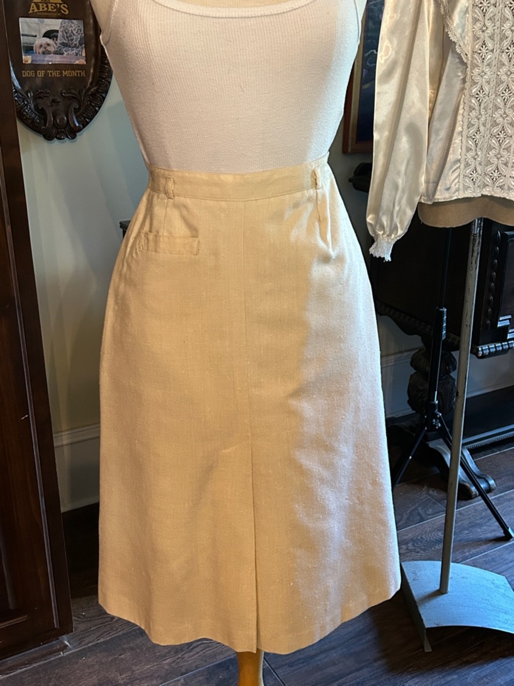 1970’s Pant-Her Sz 4 Cream A-Line Pencil Midi Skirt